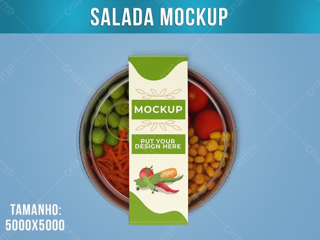 Mockup Realista de Embalagem para Salada com Cores Vibrantes