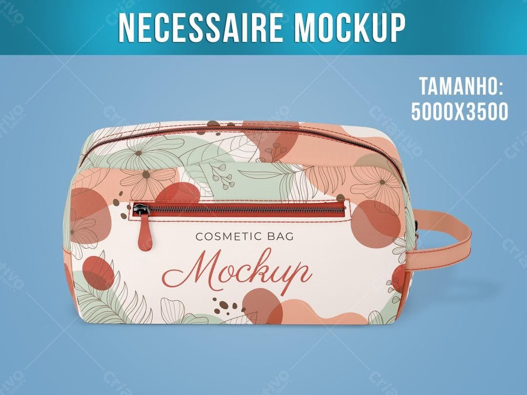 Mockup Nécessaire: Flores, Rosa e Bege - Design Moderno