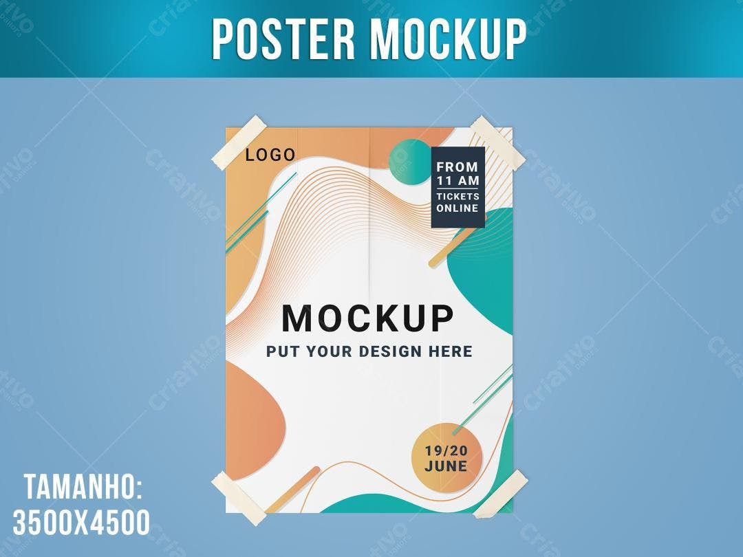 Mockup de Pôster Moderno com Cores Pastel