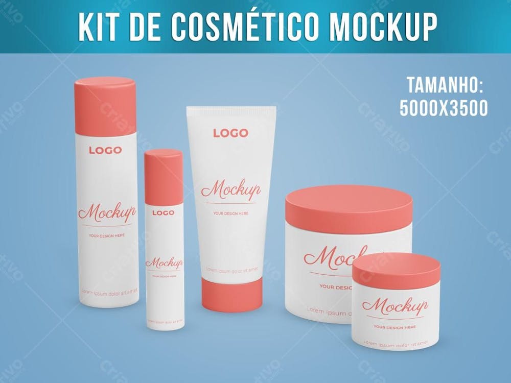 Kit De Cosméticos embalagem Mockup 