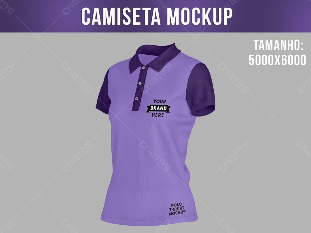 Mockup Camiseta Polo Feminina Roxa: Design Moderno