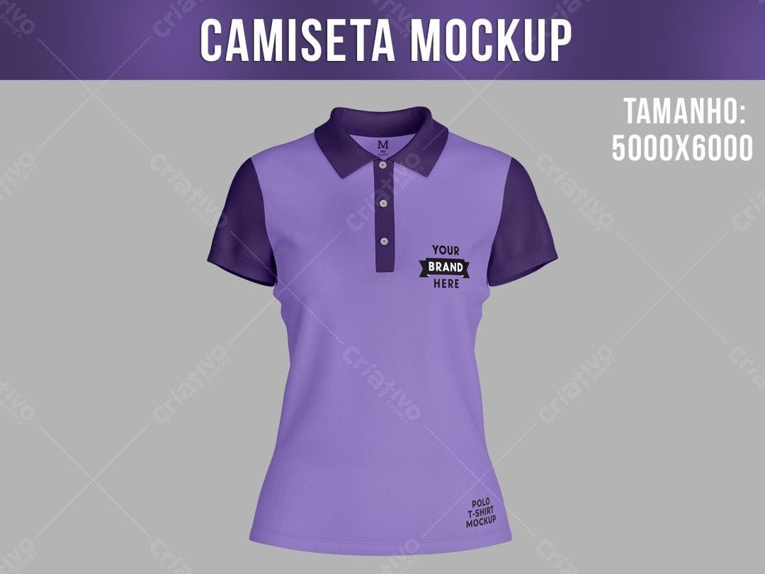 Mockup Camiseta Polo Lilás e Roxa: Design Moderno