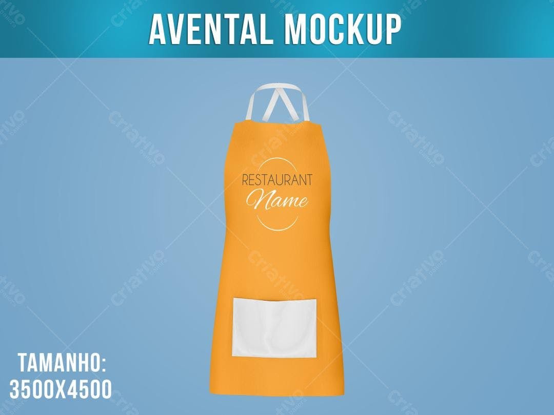 Mockup Avental Laranja para Restaurante: Design Moderno