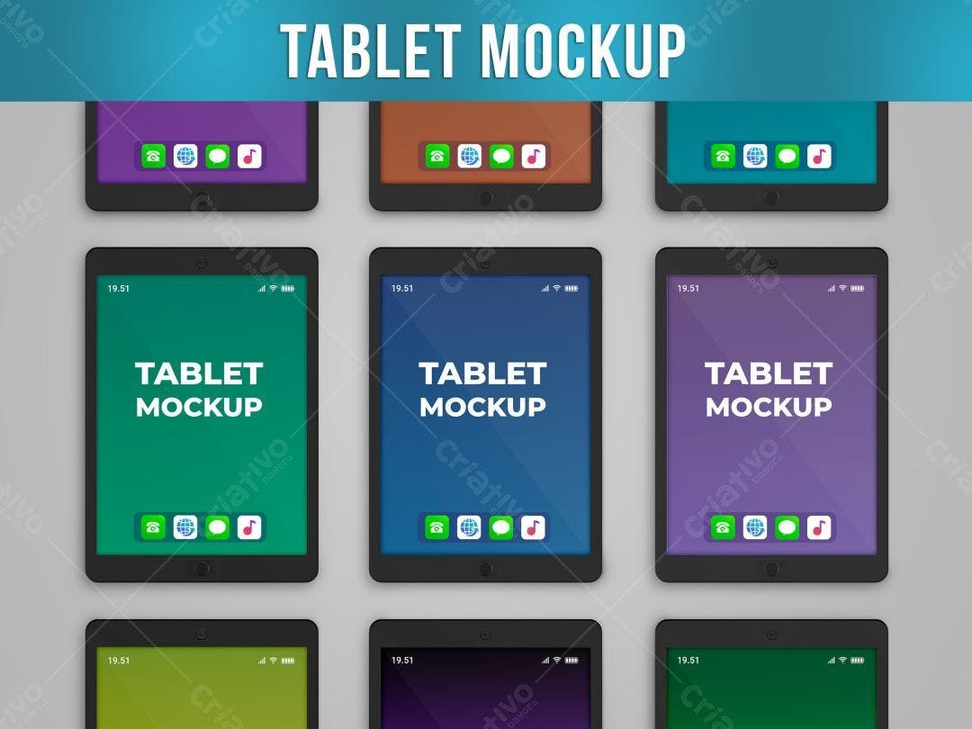 Mockup de Tablet com Design Moderno e Cores Vibrantes