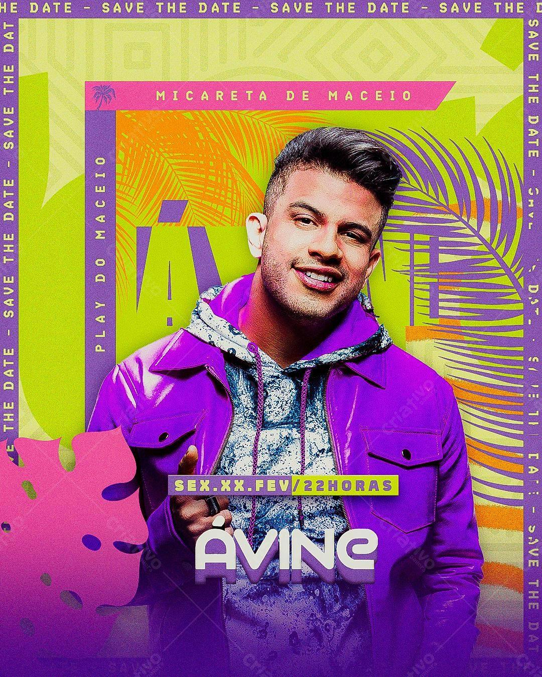 Flyer Micareta de Maceió com Ávine Vinny PSD Editável