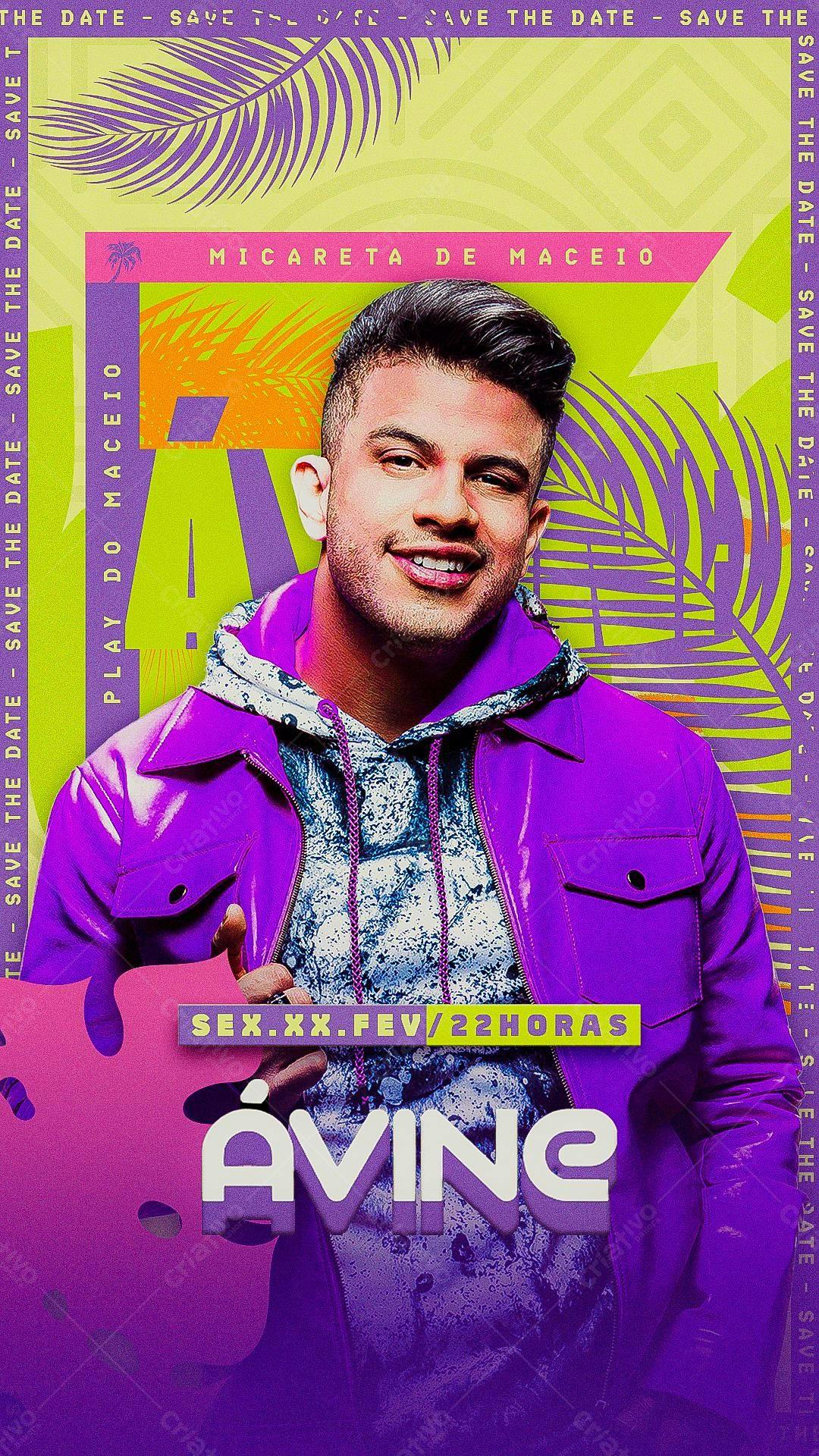 Flyer Micareta de Maceió com Ávine Vinny PSD Editável