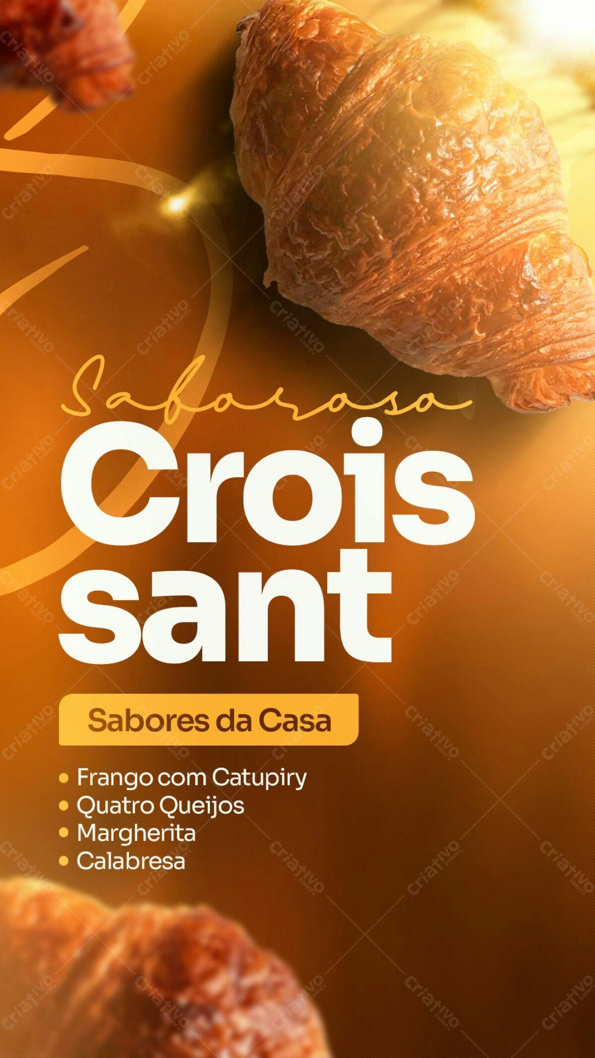 Flyer para Padaria com Croissant PSD Editável