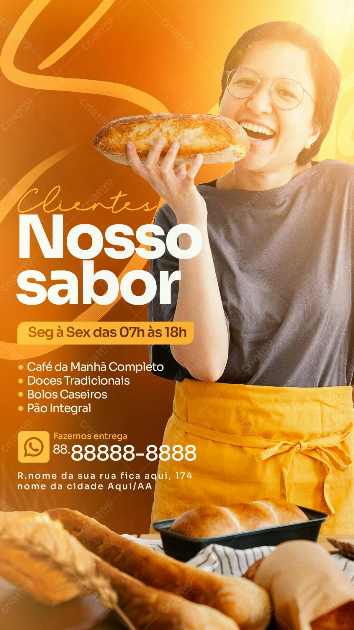 Flyer para Padaria PSD Editável