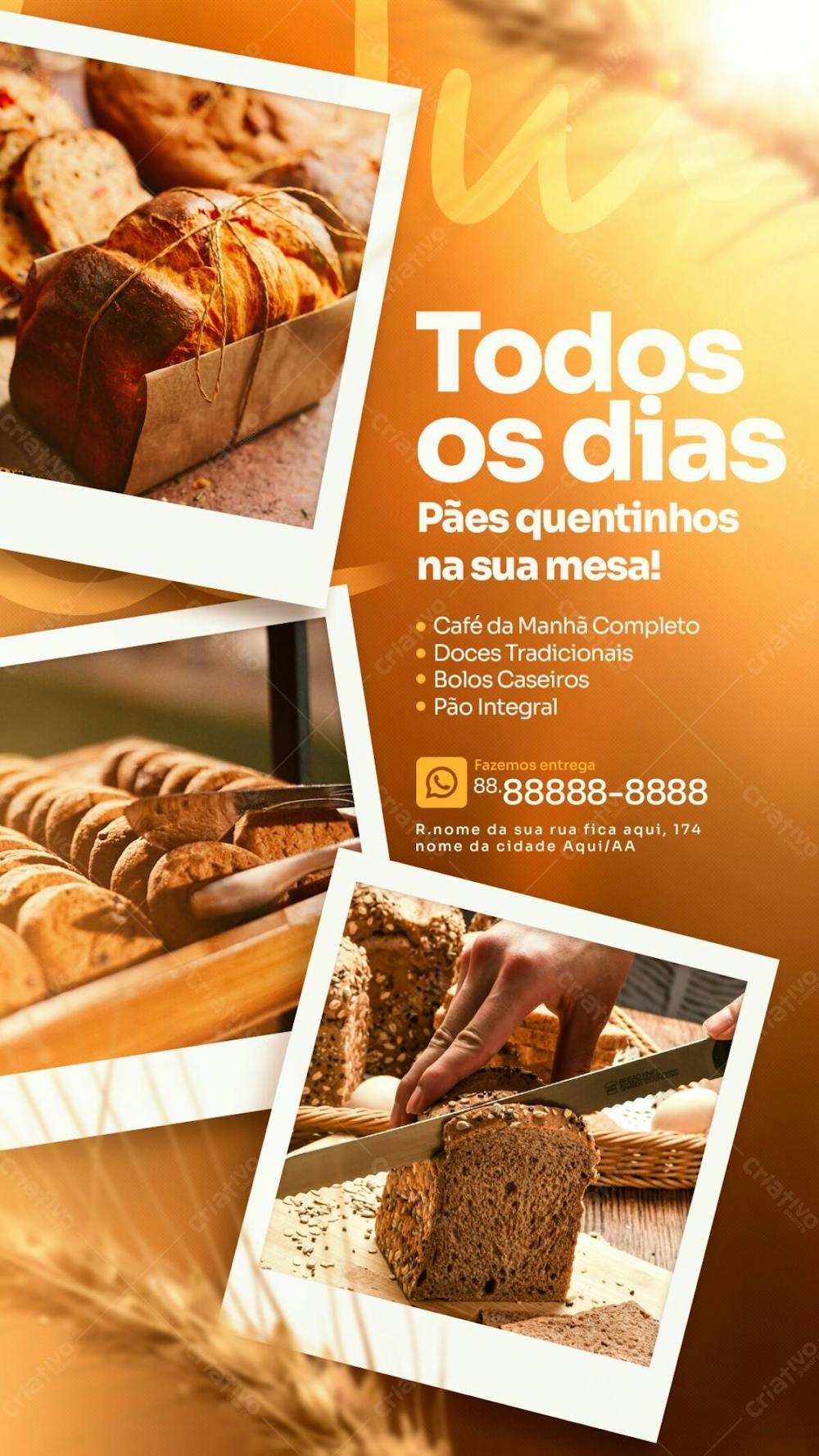 Stories Pão Quentinho Todos Os Dias Panificadora Social Media Psd