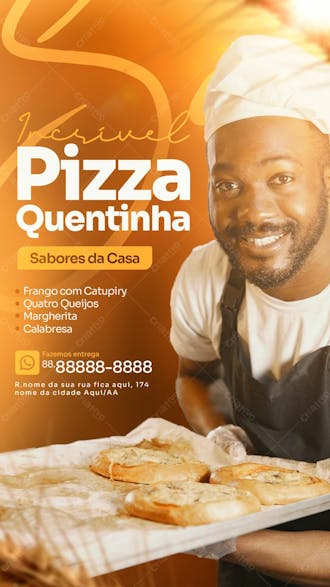 Stories pizza quentinha saindo do forno panificadora social media psd
