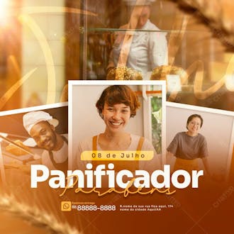 Comemoração do dia do panificador post feed panificadora social media psd