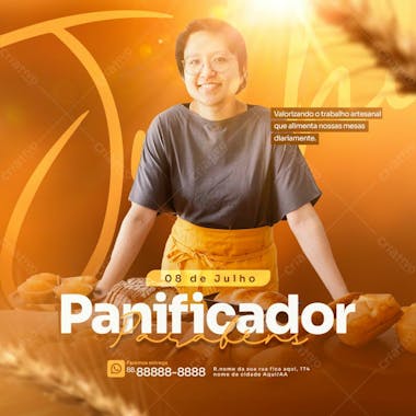 Dia do panicador parabéns panificadora social media psd