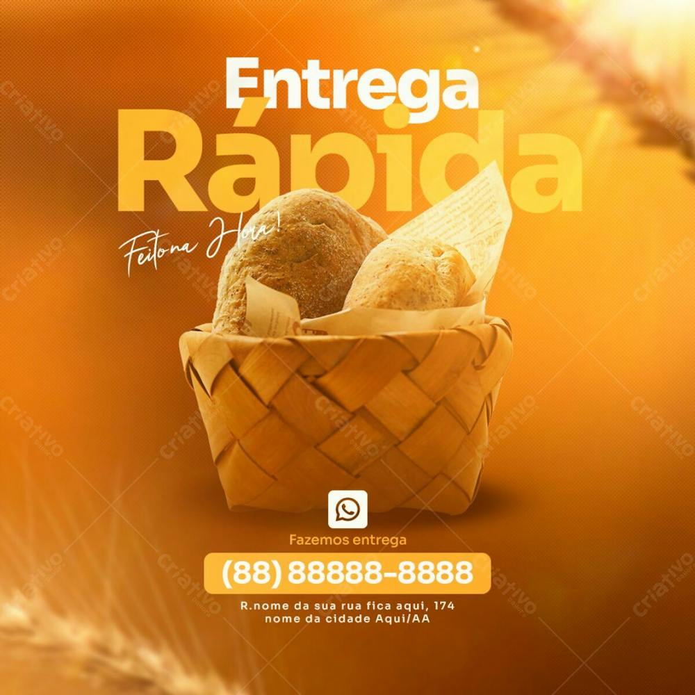 Entrega Rápida De Pães Na Sua Casa Panificadora Social Media Psd