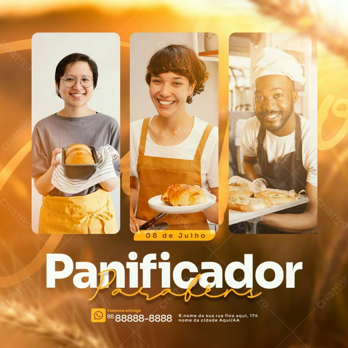 Flyer para Dia do Panificador PSD Editável