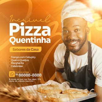 Pizza quentinha saindo do forno panificadora social media psd