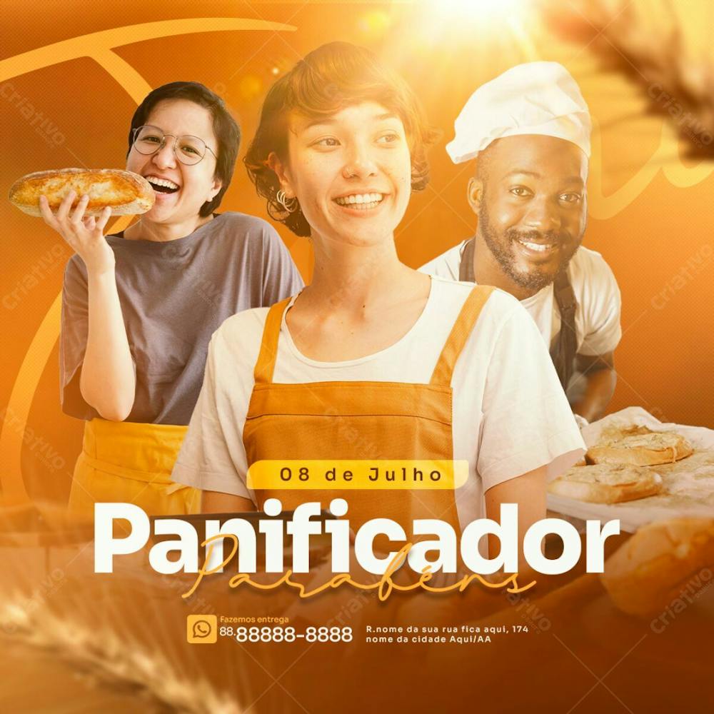 Parabéns Panificador 08 De Julho Panificadora Social Media Psd