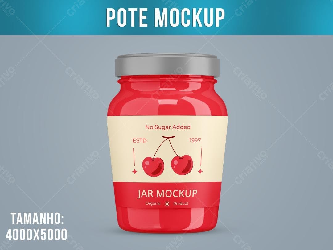 Mockup Realista de Pote de Geléia de Cereja
