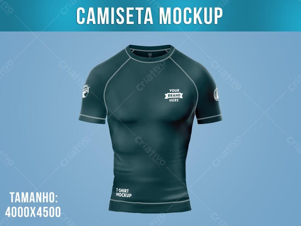 Camiseta Fitness Mockup Manga, Curta