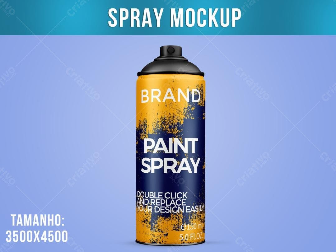 Mockup Realista de Aerosol de Tinta Amarelo e Azul