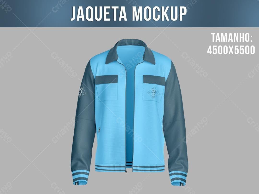 Mockup Jaqueta Azul e Cinza: Design Moderno