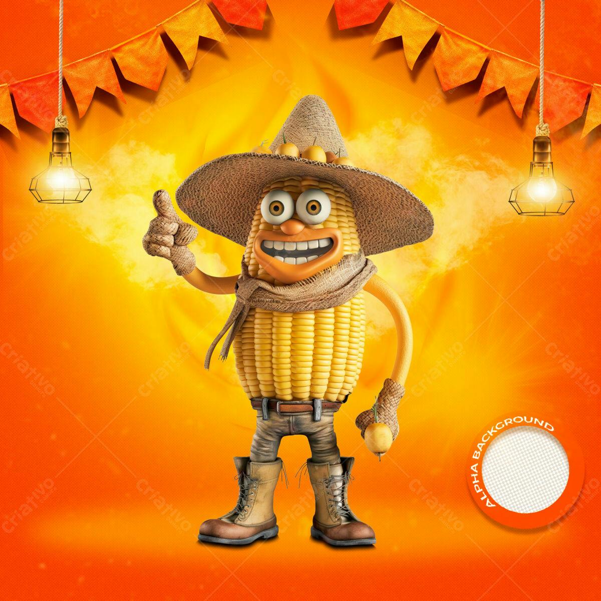 PSD Festa Junina com Espantalho de Milho