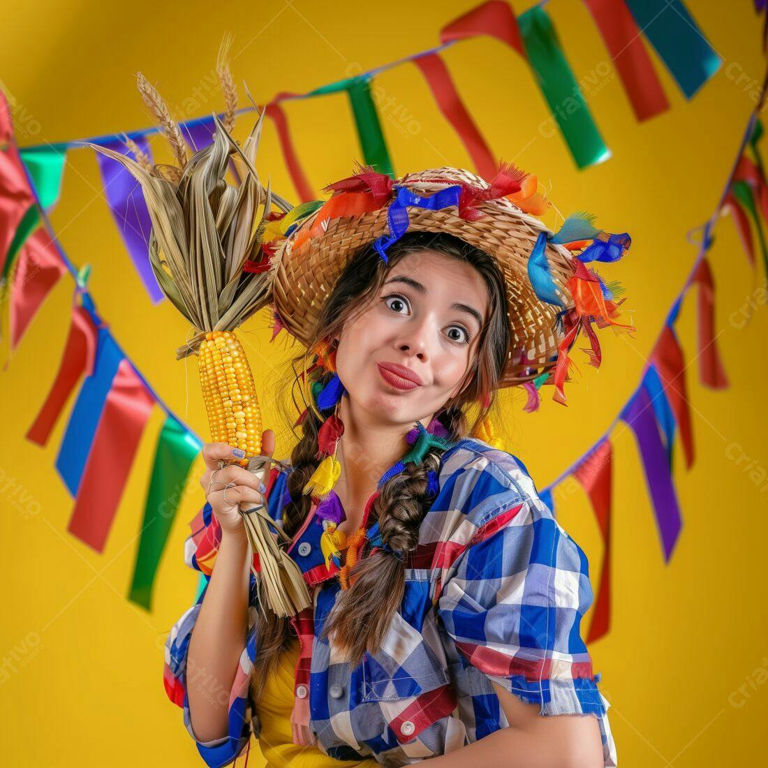 Festa Junina Mulher Espiga Milho