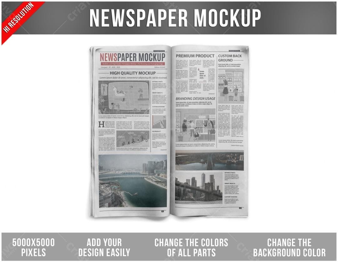 Mockup Jornalístico Realista: Design de Imprensa