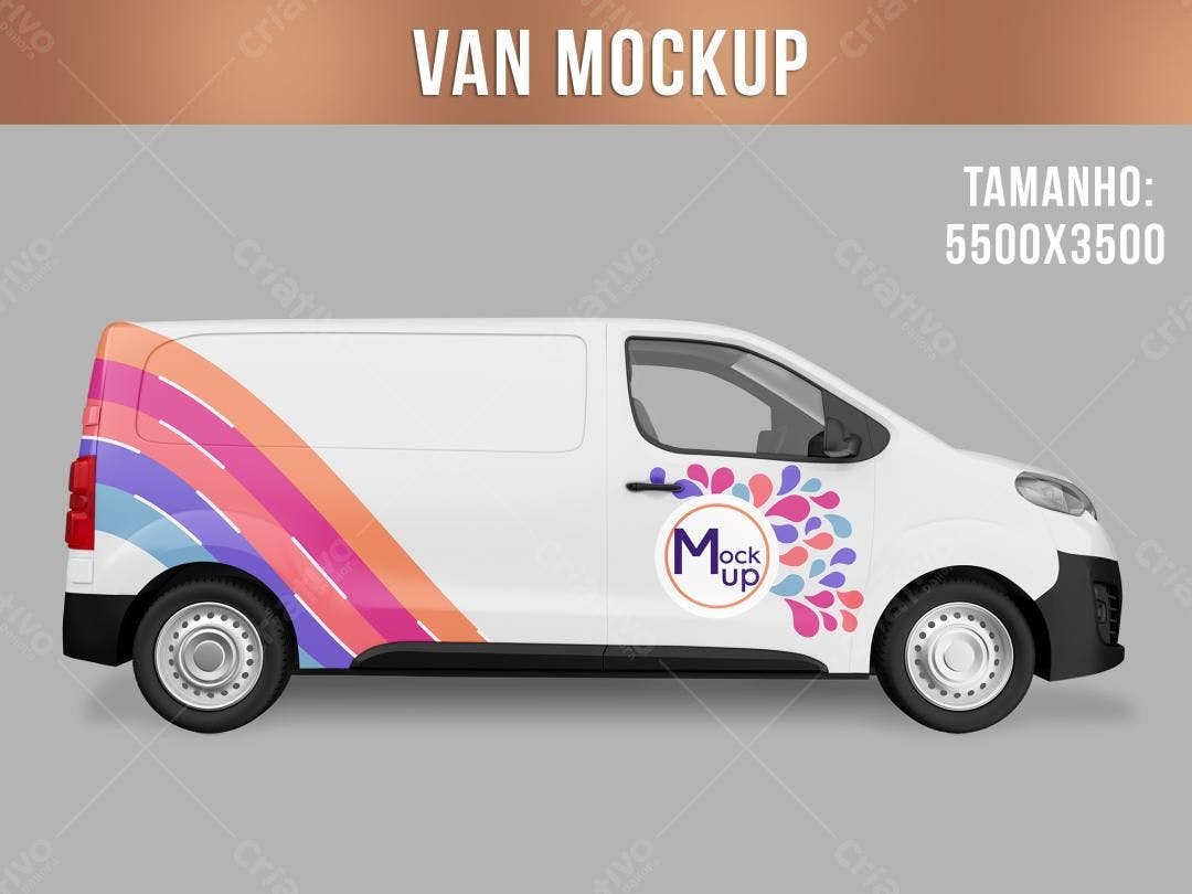 Mockup de Van com Design Moderno e Colorido