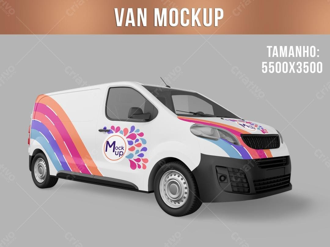 Mockup Van Branca com Design Moderno e Cores Vibrantes