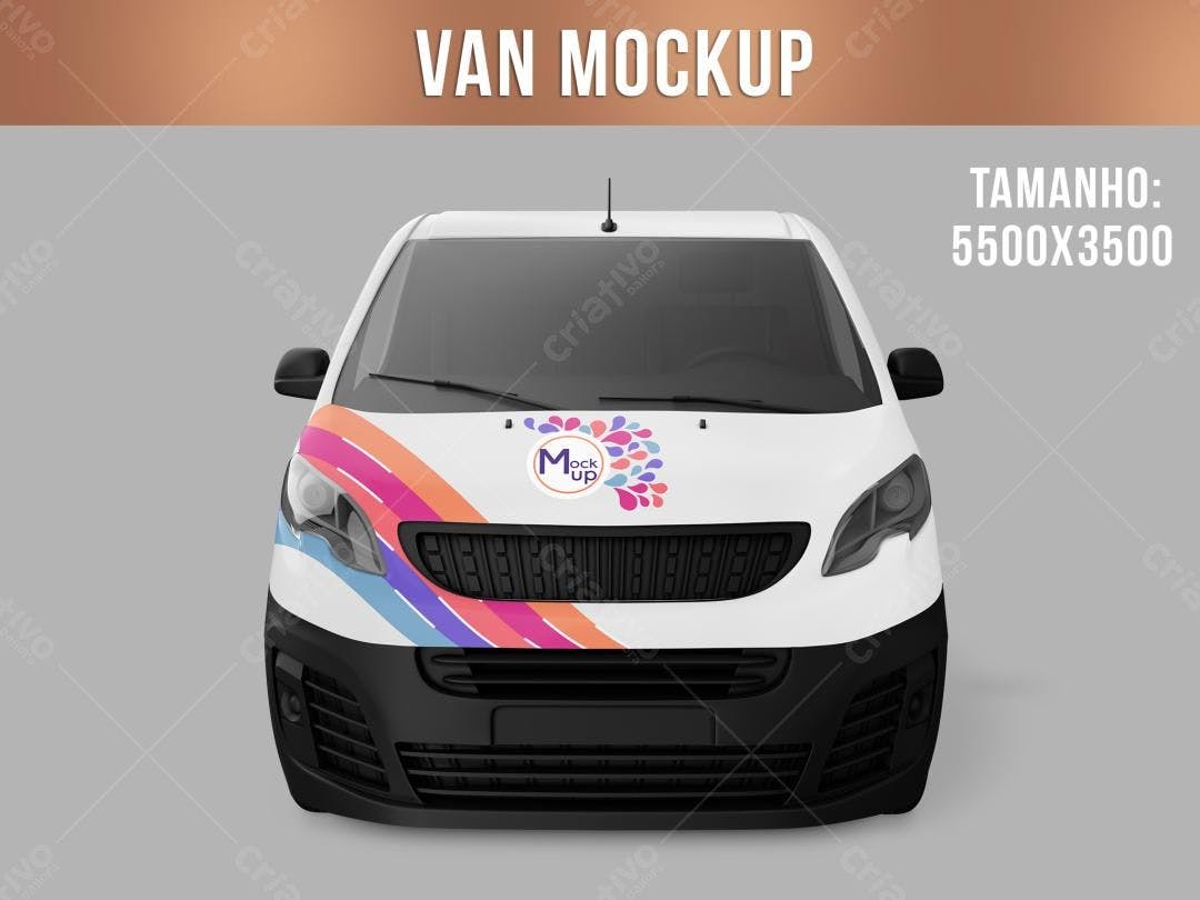 Mockup Veículo: Van Branca com Design Moderno