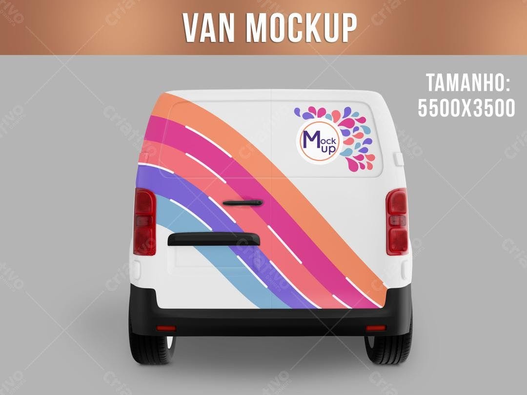 Mockup de Van com Design Moderno em Tons Pastéis