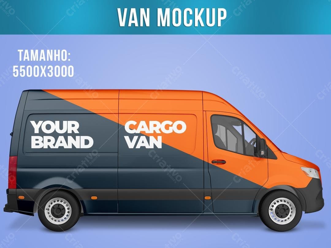 Mockup Van Laranja e Cinza para Branding