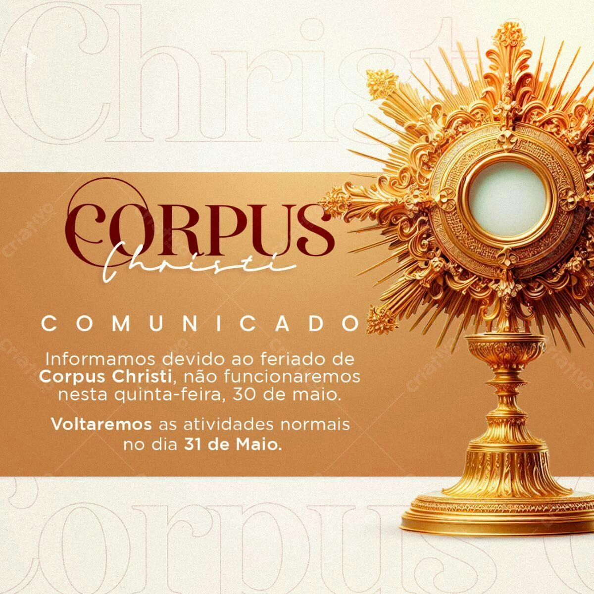 Comunicado Corpus Christi PSD Editável