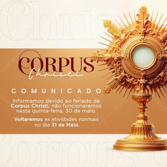 Corpus christi comunicado feriado