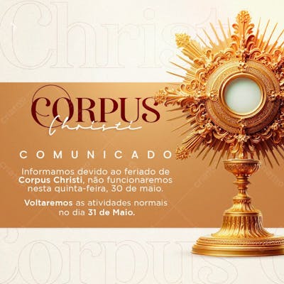 Corpus Christi Comunicado Feriado