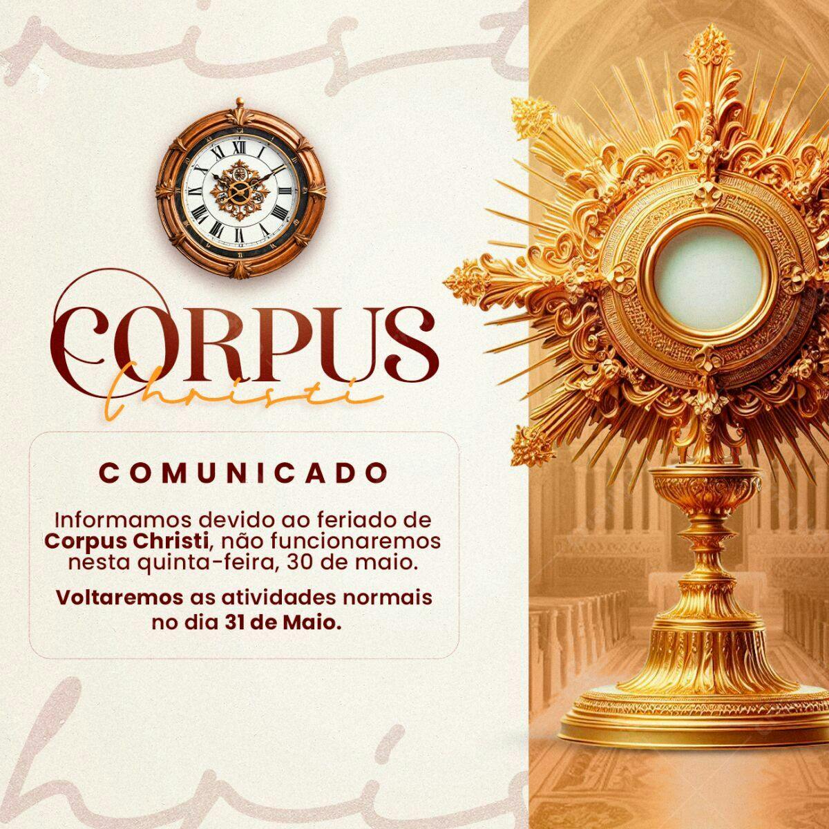 Comunicado Corpus Christi PSD Editável