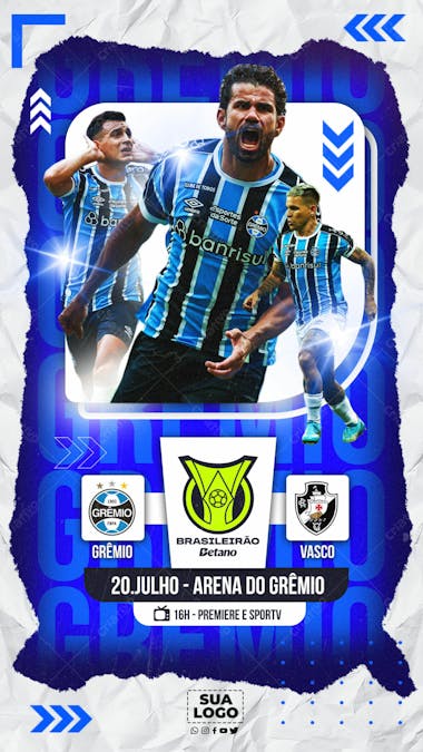 Flyer esportivo brasileirão grêmio stories