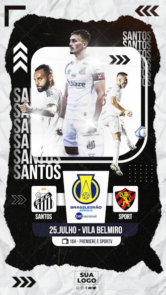 Flyer esportivo brasileirão santos stories