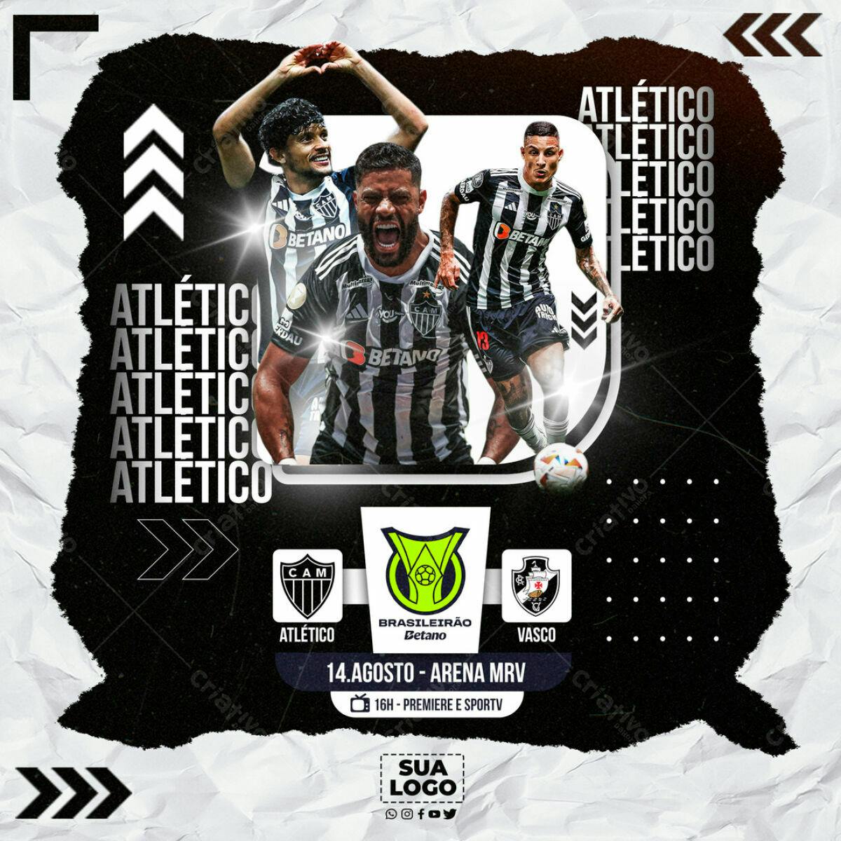 Flyer Atlético x Vasco Brasileirão PSD Editável