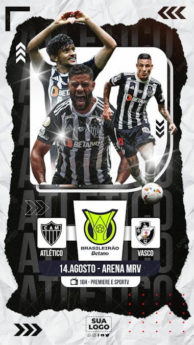 Flyer esportivo brasileirão atlético mineiro stories