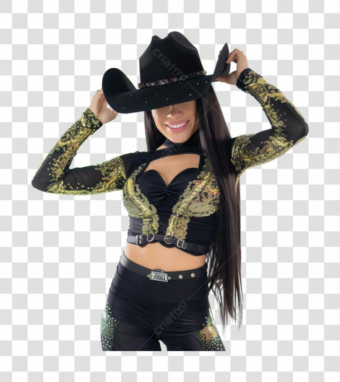 Imagem PNG com fundo transparente de mulher com chapéu de cowboy