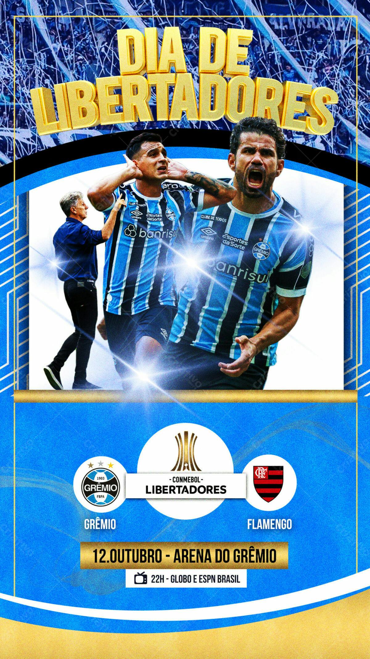 Flyer Grêmio x Flamengo Libertadores PSD Editável