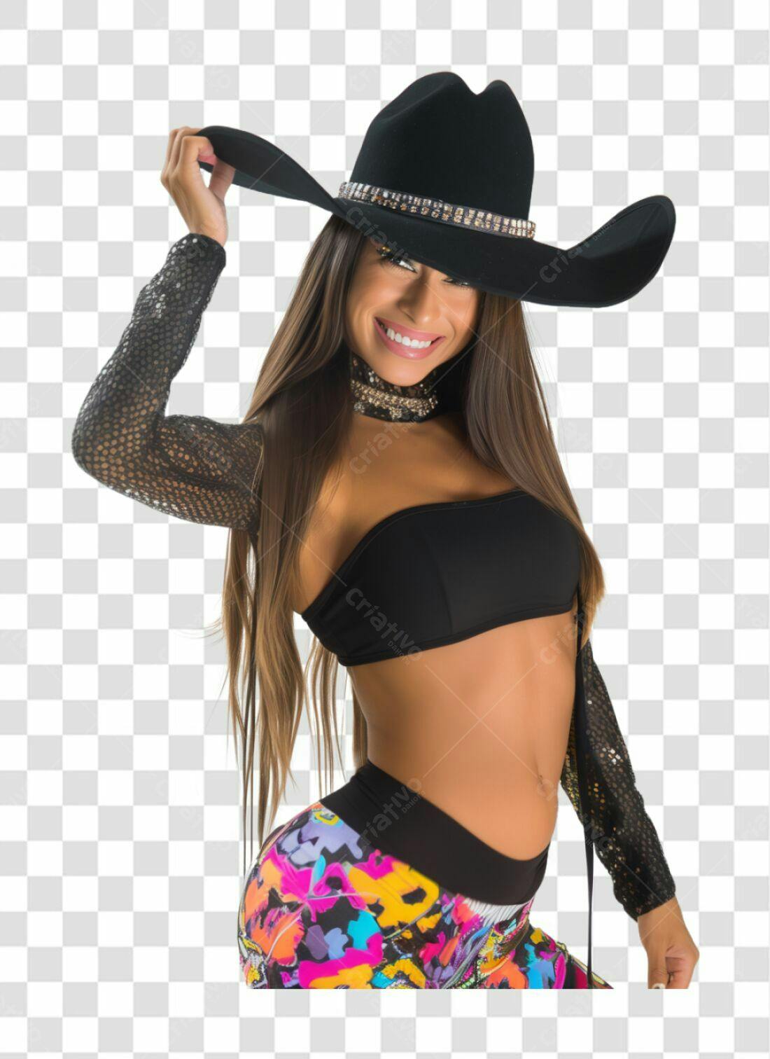 Imagem PNG Mulher com chapéu country fundo transparente