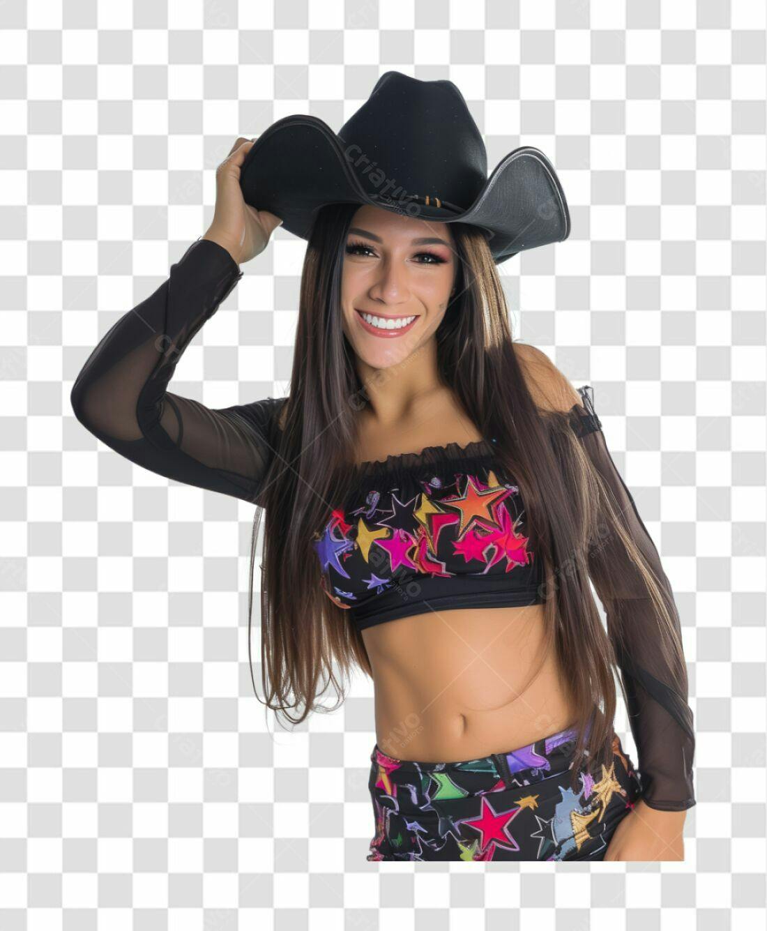 Imagem PNG Mulher com Chapéu Cowboy fundo transparente