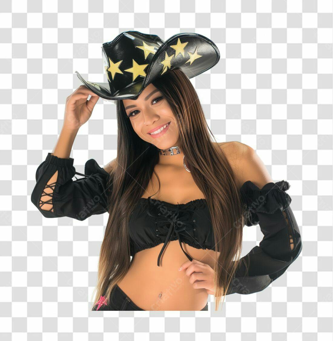 Imagem PNG com fundo transparente Mulher com chapéu de estrelas