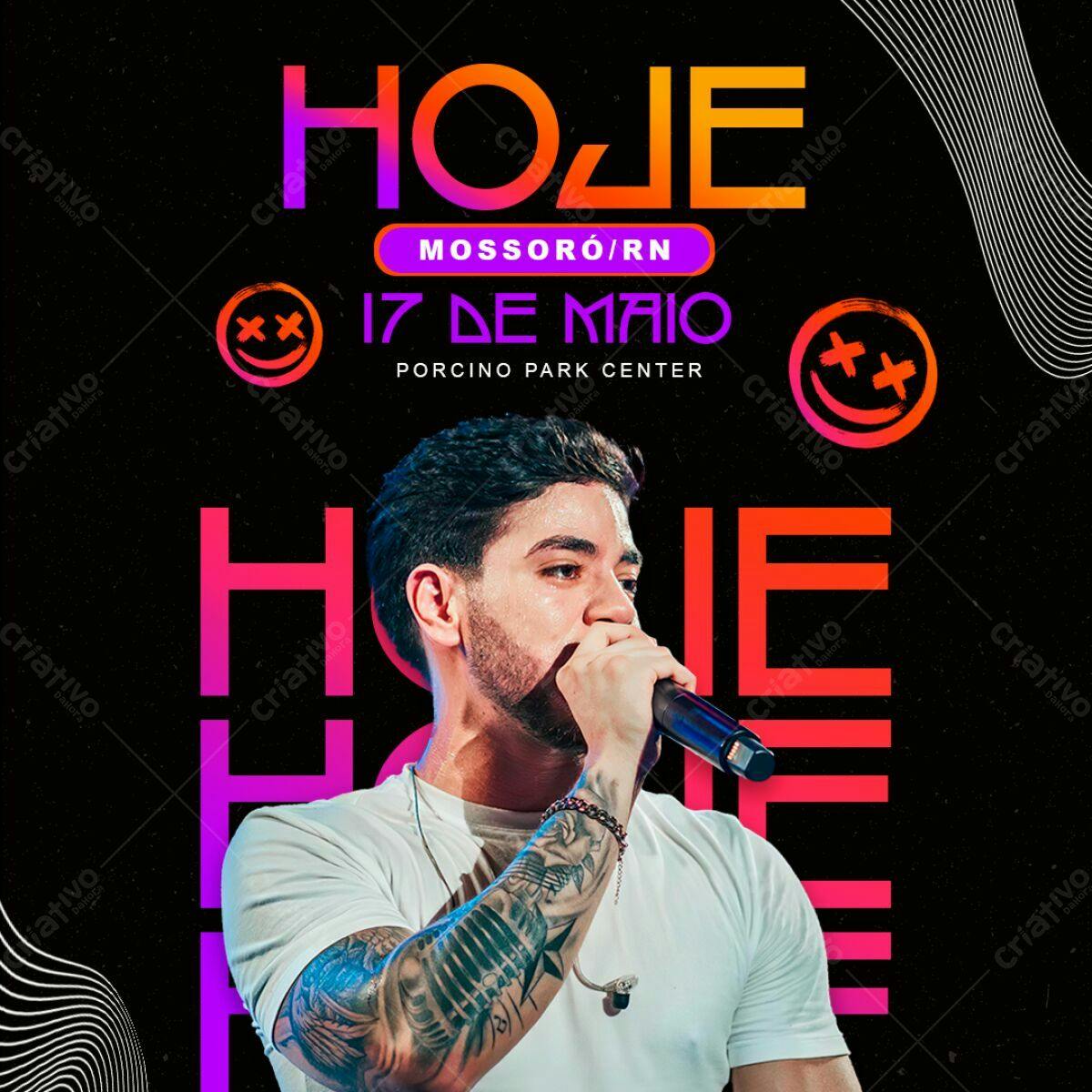 Flyer para Show Musical em Mossoró PSD Editável