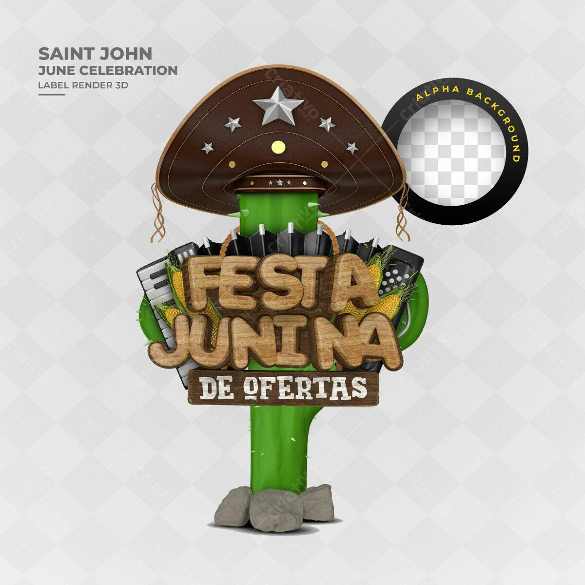 Flyer Festa Junina com Chapéu e Cactus PSD Editável