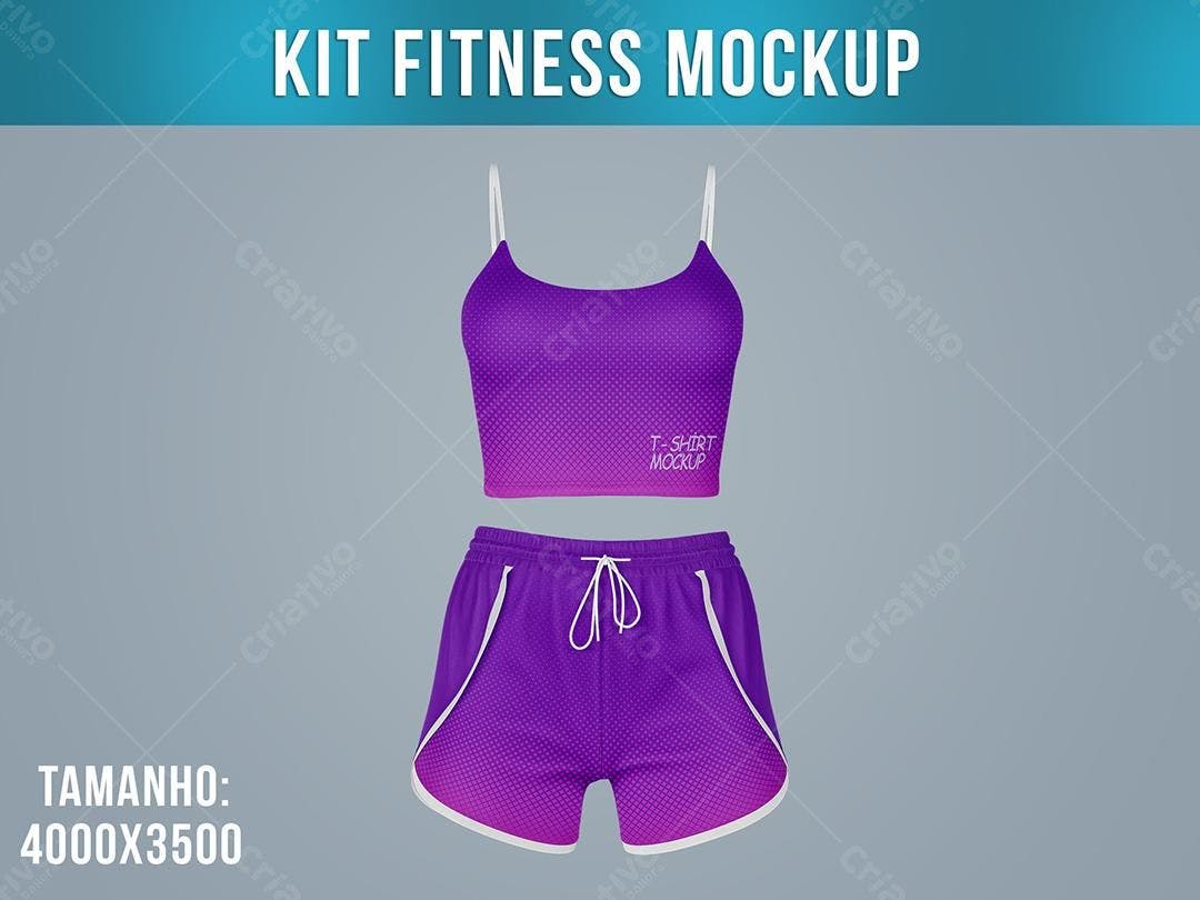 Mockup Roupa Fitness: Top e Short Roxo