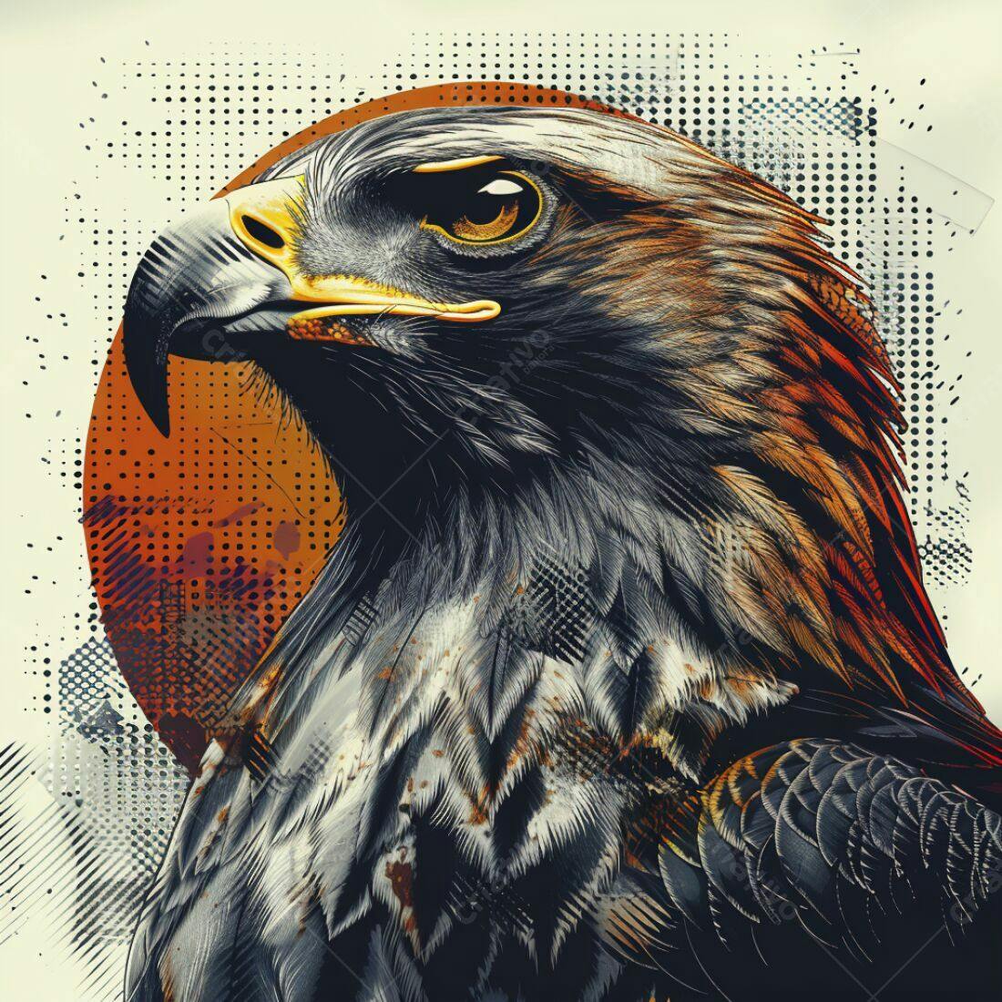 Águia Real em estilo grunge fundo laranja