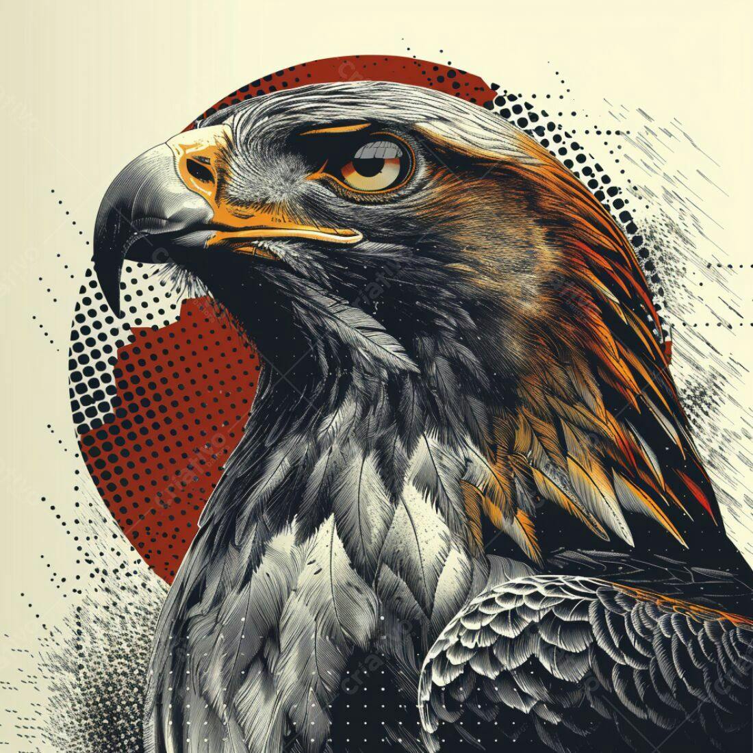 Águia Real retrato estilo arte gráfica